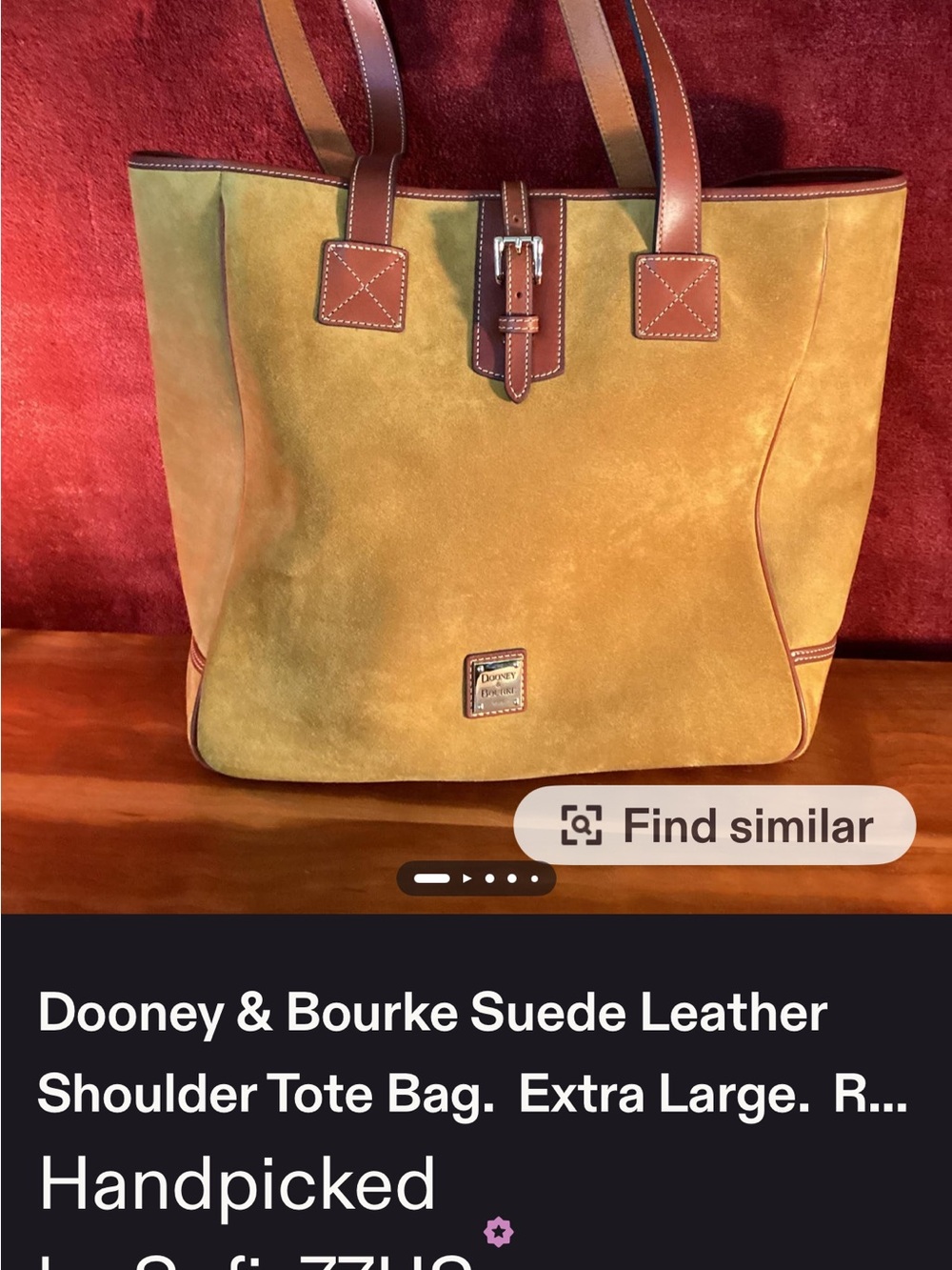 Dooney & Bourke Honey Suede Tote with Brown Leather Trim ….RARE FIND